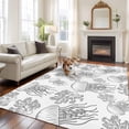 thumbnail image 3 of Area Rug 72×108in, Oceans Line Sketches Walruses Corals Floor Carpet Living Room Rug, Black Marine Life Non-Slip Welcome Mat Indoor Rugs for Bedroom Dining Room, 3 of 9