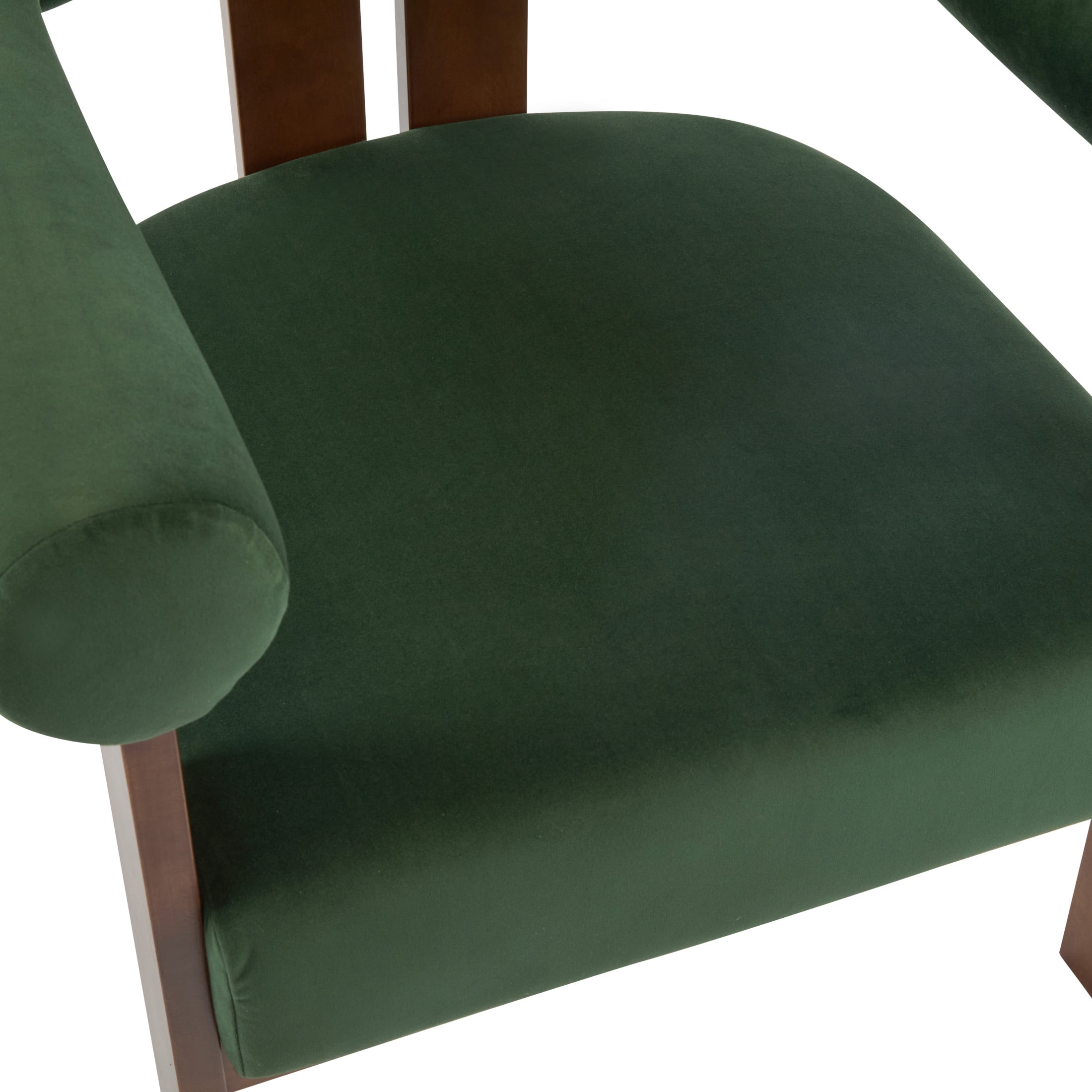Ralis Modern Upholstered Velvet Accent Arm Chair, Wood, Green + Walnut
