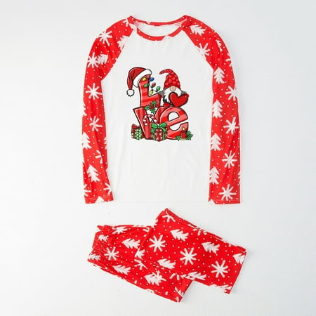

XIAOFFENN Parent-child Warm Christmas Set Printed Home Wear Pajamas Two-piece Dad Set