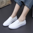 thumbnail image 5 of Yungyresw Women Flat Shoes Solid Color Closed Toe Slip on Fashion Casual Shoes Outdoor Comfortable Low Cut Hike Footwear White 39, 5 of 7