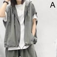 thumbnail image 1 of Chalecos con capucha y manga corta unisex, estilo urbano, holgados y a la moda, 1 of 7