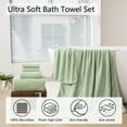 thumbnail image 6 of Jessy Home 4 Pack Light Green Stripe Large Bath Towels Set Oversized Bath Sheet Soft Towel Set, 6 of 8