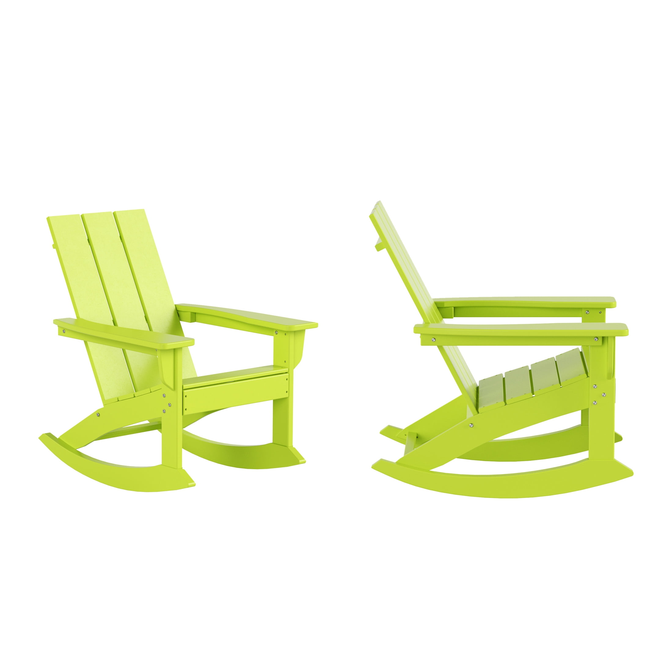 GARDEN Set of 2 Modern Plastic Outdoor Rocking Chairs for Patio Porch, Lime