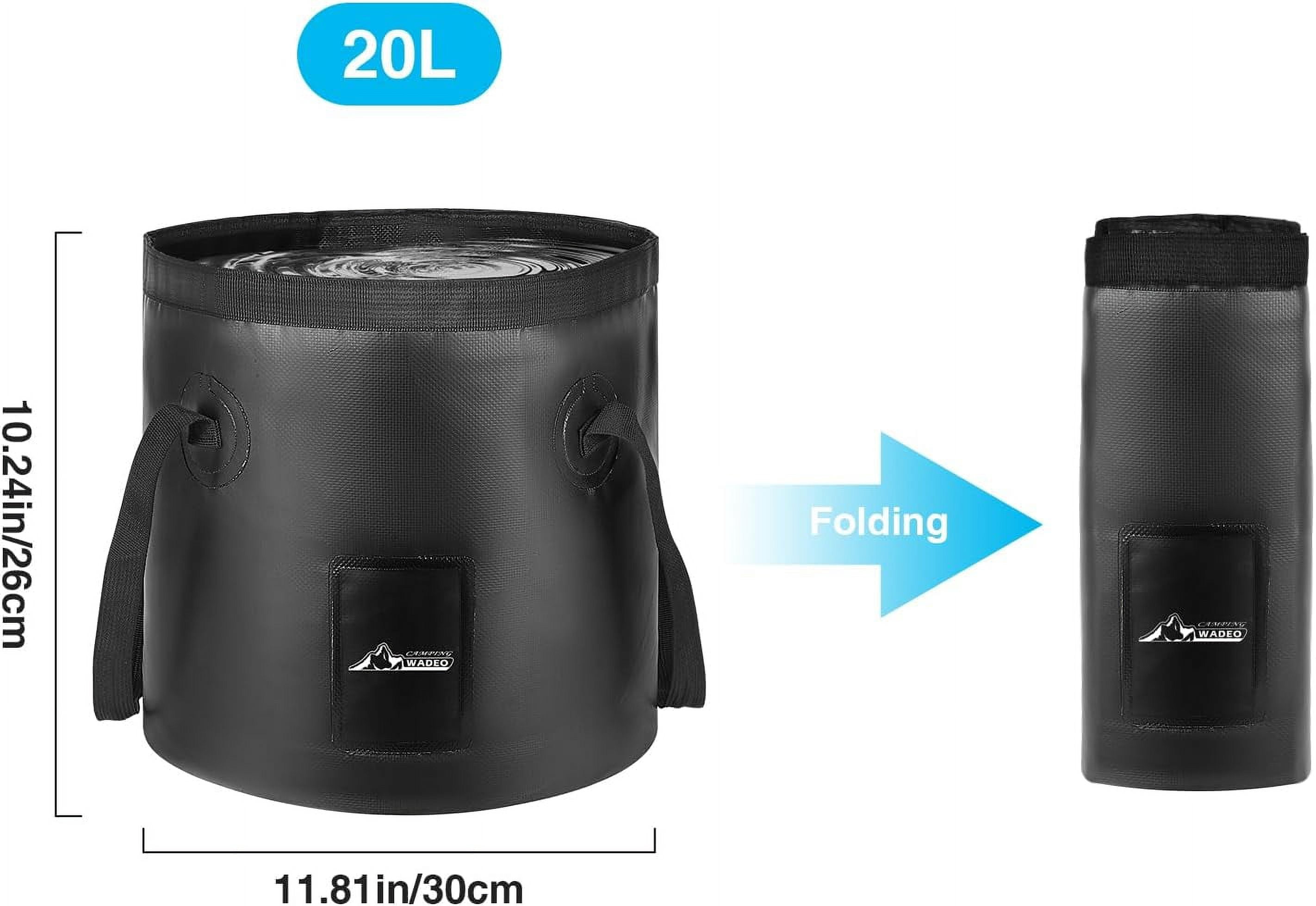 WADEO Portable Shower for Camping, Outdoor Electric Shower Rechargeable Pump with Intelligent Digital Display, 20L Collapsible Bucket, Two Shower Heads for Camping, Hiking, Traveling, Washing