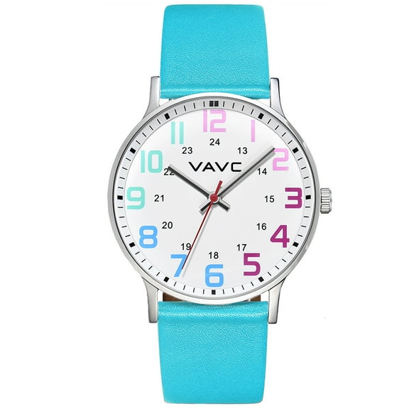 VAVC Women's Nurse Watch with 24hr Big Dial 40MM Easy to Read 4 Color Numeral -Blue