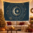 thumbnail image 3 of Celestial Moon Face with Sunburst Rays on Navy Blue, Mystical Celestial for Boho Decor Lovers, Radial Wall Art Decor, Housewarming Gift Tapestry Wall Hanging for Bedroom and Living Room, 3 of 7
