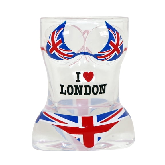 London England Flag Full Body Bikini 3D Shot Glass