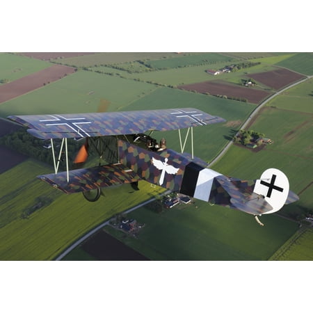 Fokker DVII World War I replica fighter in the air Stretched Canvas - Daniel KarlssonStocktrek Images (35 x