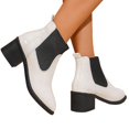 thumbnail image 5 of Willtoo Womens Patent Leather Chelsea Ankle Boots Elastic Slip On Chunky Block Heel Square Toe Short Booties Vintage Fashion Boots For Fall Winter, 5 of 5