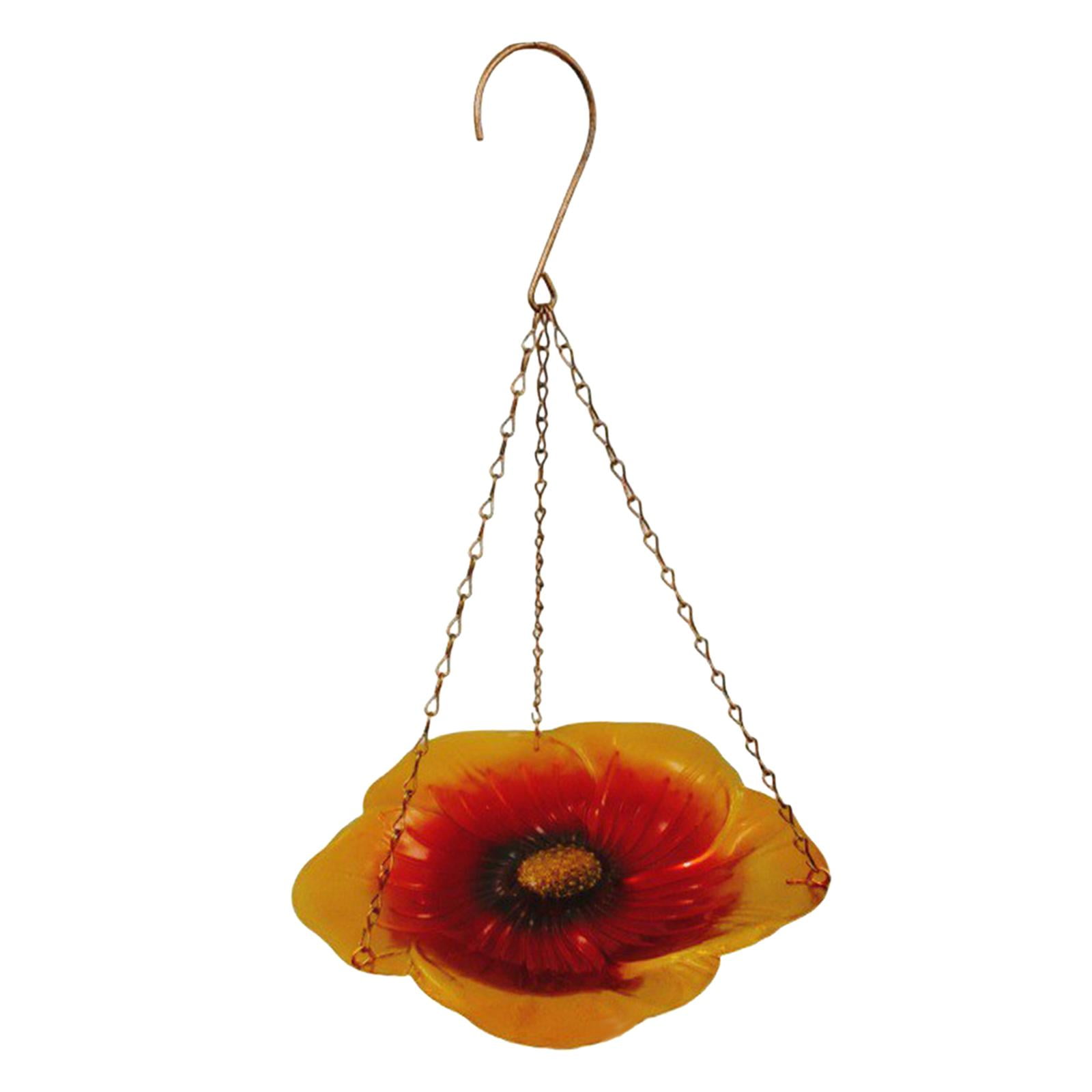 simhoa Outdoor Hanging Bird Feeder Bird Bath Bird Food Holder for Yard Lawn Outside Orange