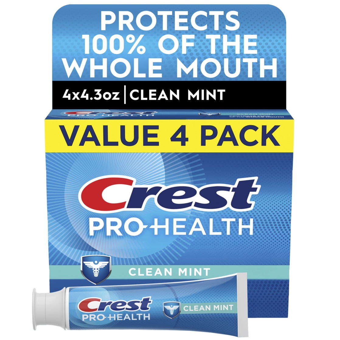 (6 pack) Crest Pro-Health Clean Mint Toothpaste, 4.3 oz, 4 Pack