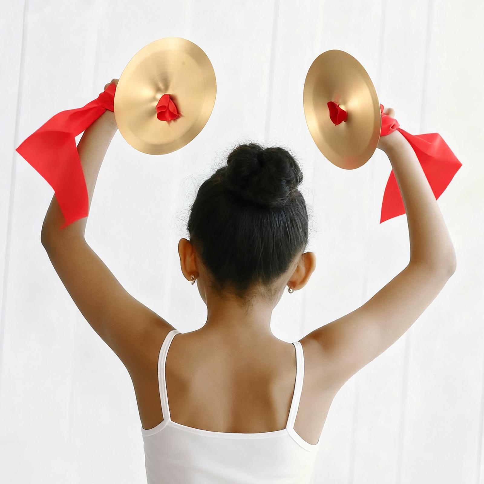 2 Pieces Hand Cymbals Percussion Instrument Finger Cymbals Sturdy Copper Material for Children School Drum Corp Teaching