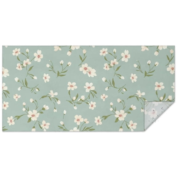 Pioneer Flower Floral Print Pattern Rectangle Tablecloth 60"x120", Waterproof Polyester Table Cloth, Wipeable Spillproof for Dining Camping Indoor Outdoor