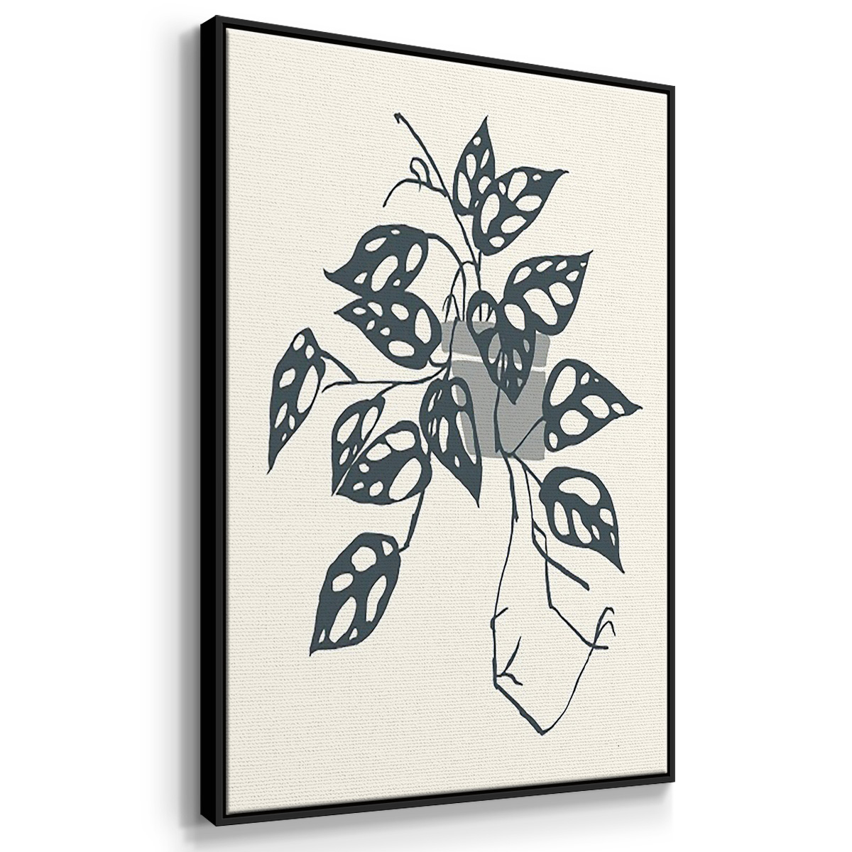 Growing Leaves I - Framed Premium Gallery Wrapped Canvas L Frame 3 Piece Set - Ready to Hang