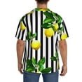thumbnail image 5 of Naloa Lemons on Striped Men's Loose Fit Cuban Collar Short-Sleeve Shirt with Button-down and Chest Pocket for Everyday Wear Outings - 4X-Large, 5 of 7