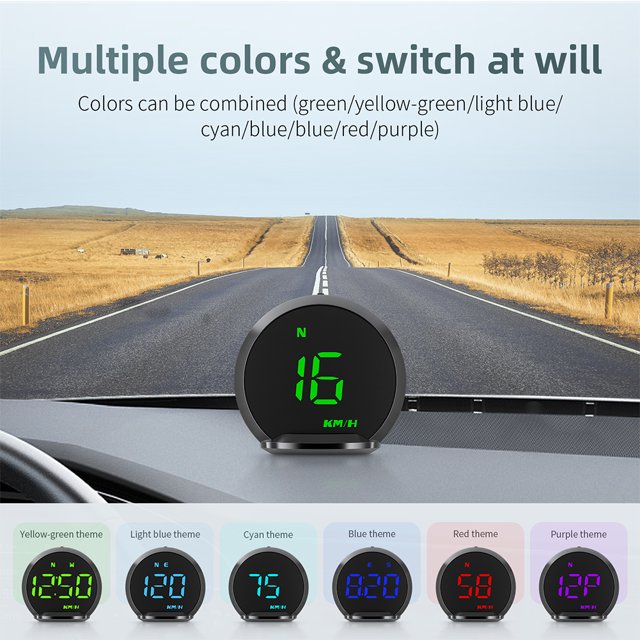Big Font Head Up Display Velocímetro digital GPS Speedo Coche HUD Piezas de automóviles