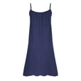 thumbnail image 4 of Lolmot Women Sexy V-Neck Solid Appliques Spathetti Strap Sleeveless Sling Skirt Beach Dress, 4 of 5