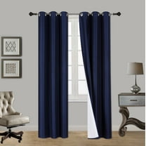 1 PAIR SSS NAVY BLACKOUT ENERGY EFFICIENT THERMAL PANEL WINDOW GROMMET DRAPE LIGHT FILTERING SIZE 35" WIDE X 84" LENGTH EACH PANEL