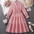 thumbnail image 6 of Fesfesfes Fashion Dress for Kids Girls and Children Solid Color Long Sleeved Dresses for Relaxed and Stylish Wear 8-13 Years(Pink,8 Years), 6 of 9