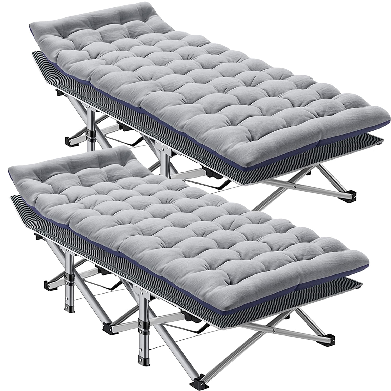 Slsy 2 Packs Folding Camping Cots for Adults, 75"x28" Heavy Duty