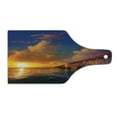 thumbnail image 2 of Landscape Cutting Board, Florida Keys Old Bridge Sunset at Bahia Honda Park USA Cloudscape Picture Print, Tempered Glass Cutting and Serving Board, Wine Bottle Shape, Orange Blue, by Ambesonne, 2 of 5