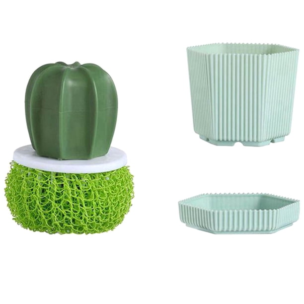 Fiudx Cepillo Lavavajillas de Cactus, Fibra Textil Ecológica, Descontaminación Ultrafuerte, Cepillo para Ollas con Mango, Práctico Almacenamiento En La Cocina, Diseño de Limpieza Extraíble, Tamaño 8