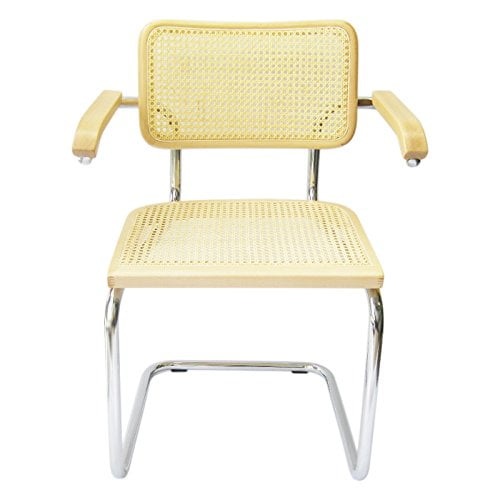 Marcel Breuer Cesca Cane Chrome Arm Chair in Natural
