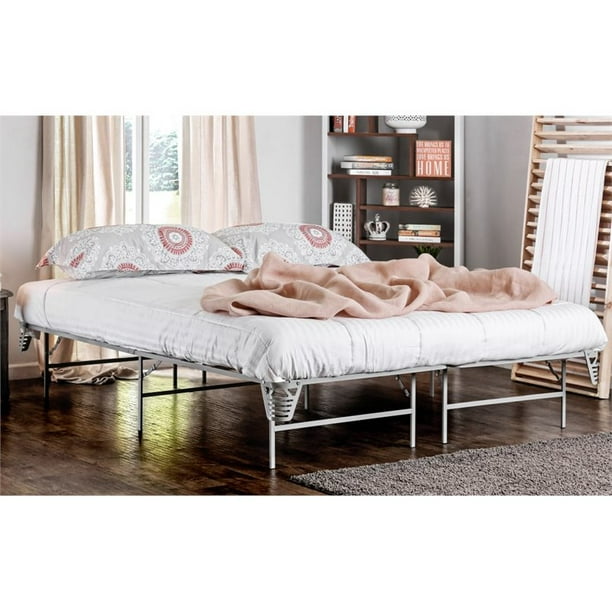 Furniture Of America Polosa Transitional Metal Cal King Bed Frame In Silver Walmart Com Walmart Com