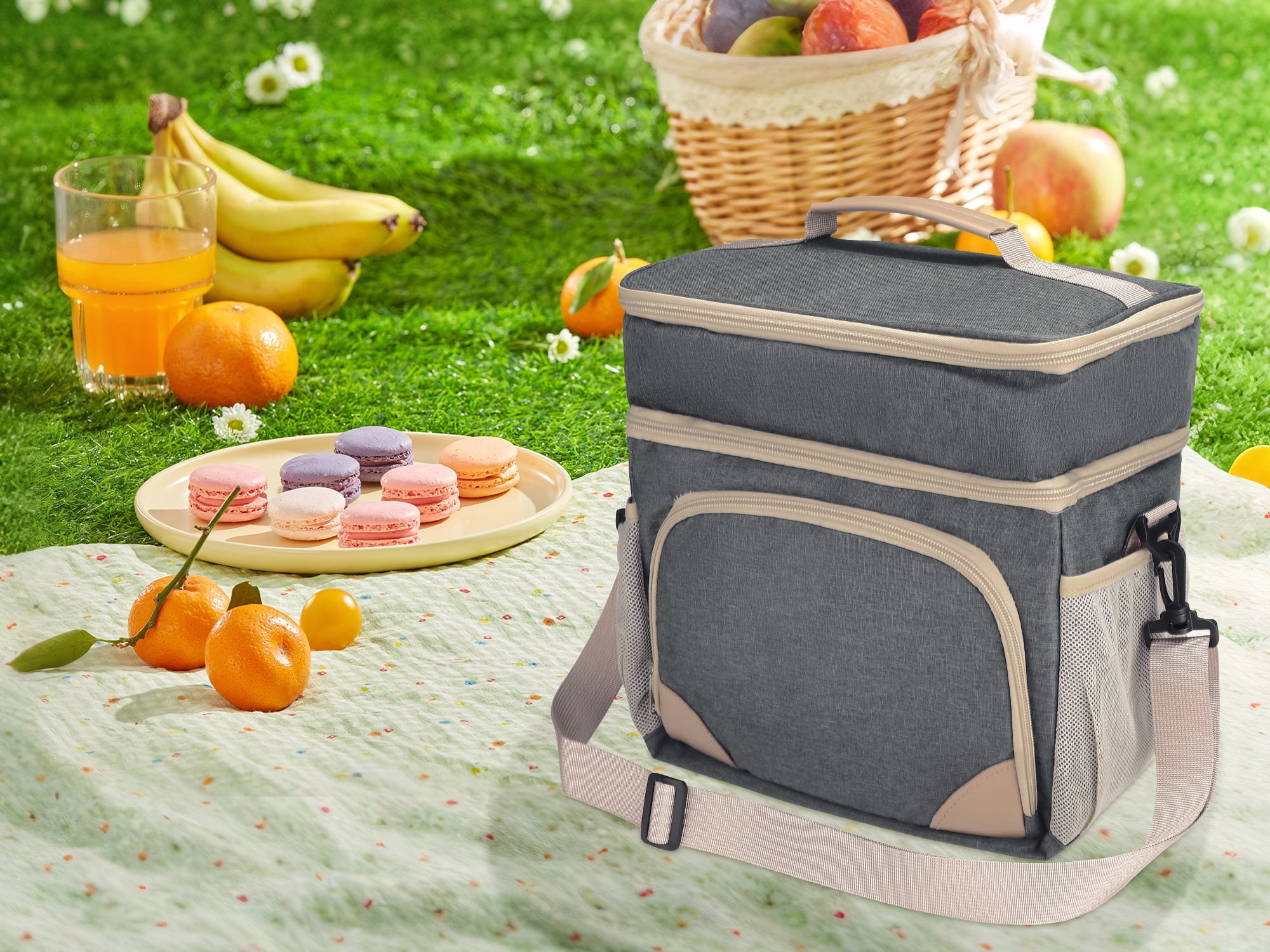 Unique Bargains Reusable Lunch Bag Insulated Lunch Bag Leakproof Lunch Box Gray
