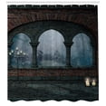 thumbnail image 3 of Ambesonne Gothic Shower Curtain, Medieval Castle at Night, 69"Wx84"L, Blue Grey and Red, 3 of 3