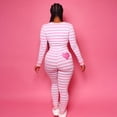 thumbnail image 3 of Pyjama Femme Combinaison Manches Longues Pyjama Imprimé Cœur Bouton Rayé, 3 of 9