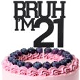thumbnail image 1 of Cake Topper Penitue Brush I'm 21 Black Glitter Fiesta de cumpleaños, 1 of 7