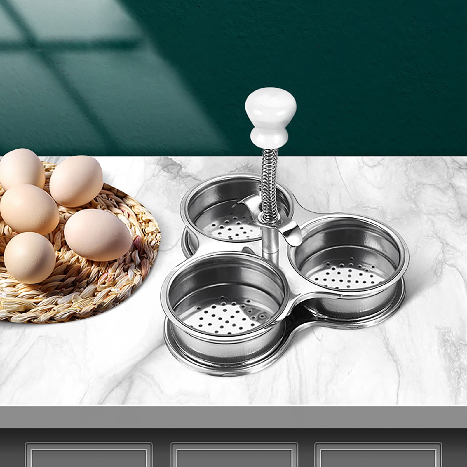 Last Chance 2X430 Stainless Steel Three-Grid Breakfast Egg Cooker,430 Stainless Steel Three-Grid Breakfast Egg Cooker 2Pcs