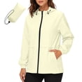 thumbnail image 3 of BiZtdJrK Raincoats for Women with Hood Zip Up Long Sleeve Packable Rain Jacket Outdoor Lightweight Waterproof Trench Coat with Pockets Khaki XL, 3 of 9