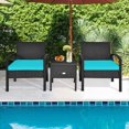 thumbnail image 6 of YEXJ 3 Pieces Patio Furniture Set Rattan Wicker Sofa Set with Removable Cushions and Coffee Table, Outdoor Conversation Bistro Chairs Set with Storage Table for Garden Poolside Balcony-Turquoise, 6 of 16