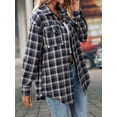 thumbnail image 6 of Women'S Button Down Shirt Plaid Shirt Long Sleeve Lapel Business Casual Tops Work Shirt Dark Blue XXL, 6 of 8