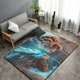 thumbnail image 2 of Blue Dragon and White Tiger Shaggy Area Rug, Rugs for Living Room Bedroom Non Slip Door Mat Indoor Carpet Machine Washable Nursery Home Decor Floor Mats for Entryway 60x39in-#, 2 of 5