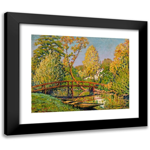 Gustave Cariot 14x12 Black Modern Framed Museum Art Print Titled - Perigny, Pont Sur L'Yerres (1917)
