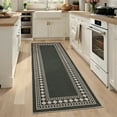 thumbnail image 3 of HIWEAVER Black 2' x 6' Easy Jute Runner for Kitchen Non Slip Stain Resistant Bordered Diamond Indoor Outdoor Throw Carpet Non Shedding Modern Geometric Mat for Hallway Outdoor Patio Rug, 3 of 7