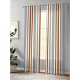 thumbnail image 4 of Sheer Curtains 84 inches Long, Gray Orange Stripe Minimalist Vertical Stripes Modern Art Light Filtering Sheer Window Curtains Rod Pocket Voile Drapes for Bedroom Living Room, 52"W x 84"L 2 Panels, 4 of 7