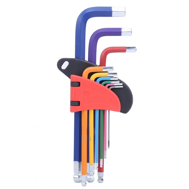 Juego de llaves de vaso hexagonales CRV de cabeza plana extendidas para pulverización de plásticos, juego de herramientas de llave hexagonal de colores tipo E