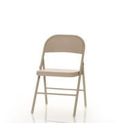 Mainstays All-Steel Metal Folding Chair, Beige, 4 Pack