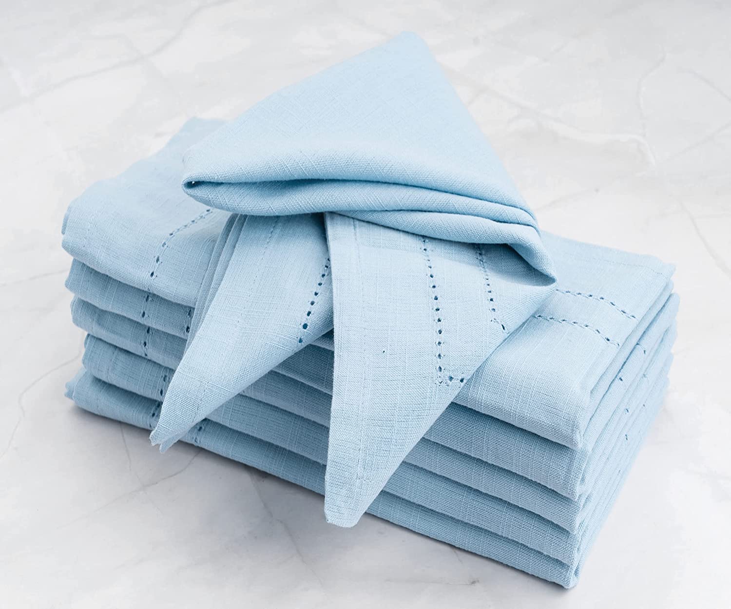 All Cotton and Linen 6 Pack Double Hemstitch Cloth Napkins 20" x 20