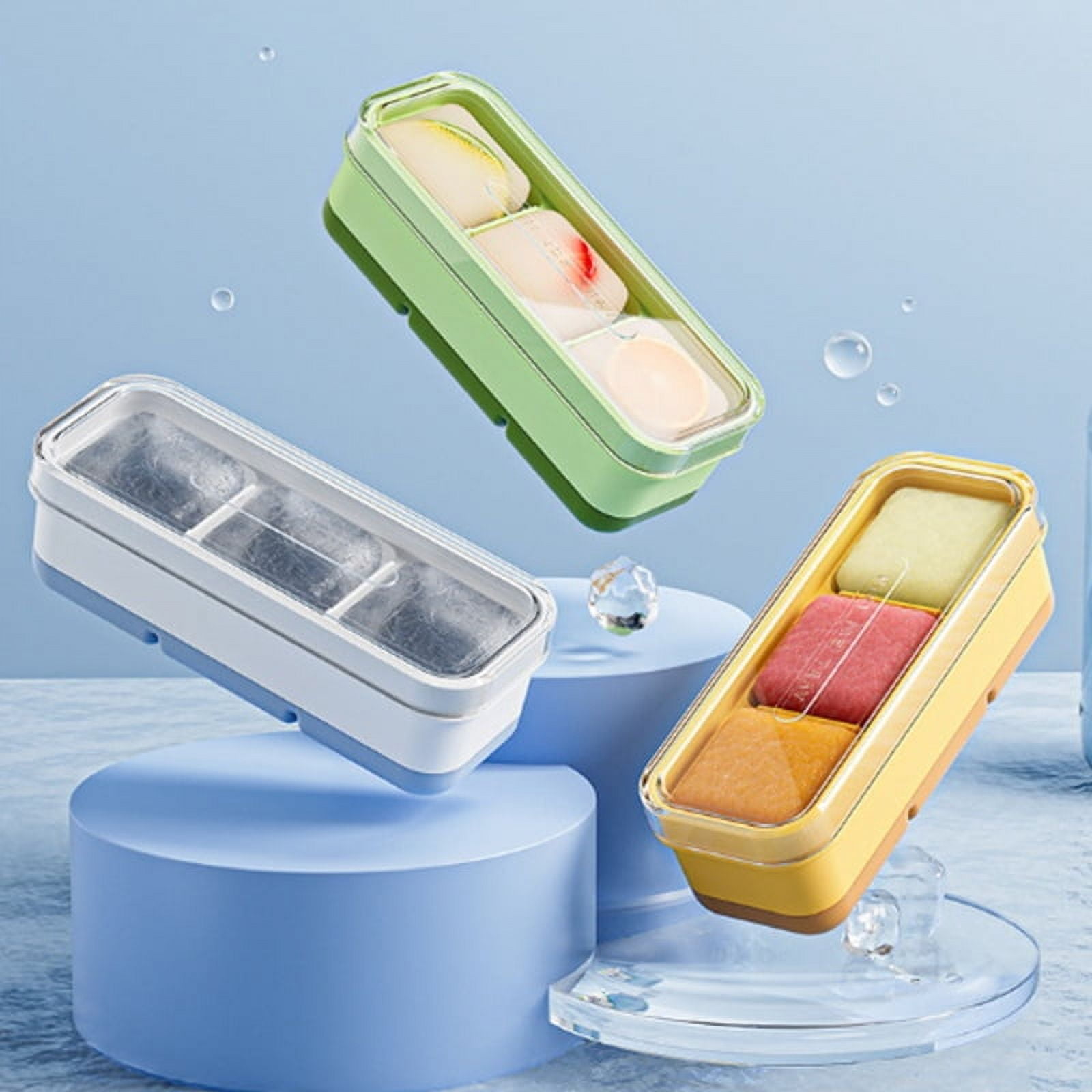 3 Cell Large Ice Cube Mold Square Ice Tray Mold Big Cubitera Food Grade Silicone Tray Mold Ice Maker Ice Cube Tray With Cover
