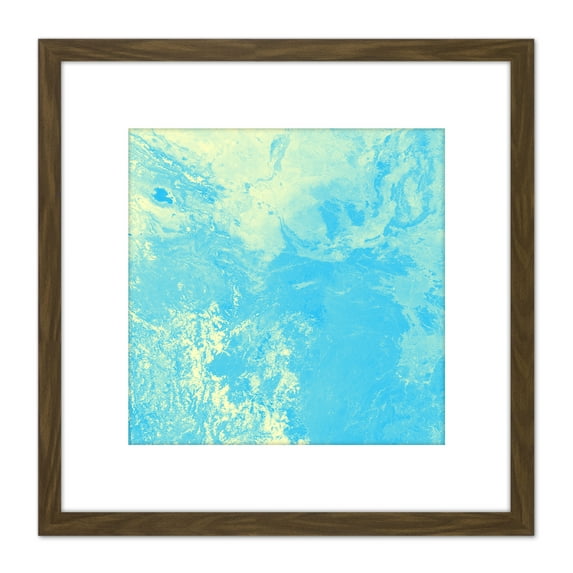 Green Blue Cloud Weather Sky 8X8 Inch Square Wooden Framed Wall Art Print Picture with Mount