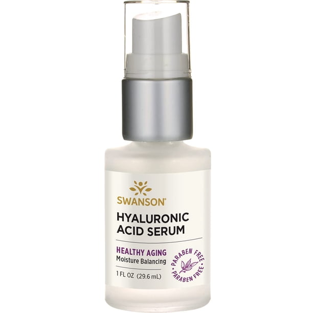 Suero de ácido hialurónico Swanson - 1 fl oz (29,6 ml) - Suero hidratante para hidratación de la piel y apariencia juvenil