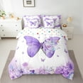 thumbnail image 2 of jejeloiu Chic Butterflies 7-Piece Twin Bedding Sets,Rustic Flower Floral Bedding Comforter Set,Purple White Sheet Sets For Kids,Luxury Bedroom Decor Reversible, 2 of 8