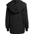 thumbnail image 5 of Fangasis Women Coat Hooded Jacket Cardigan Outwear Ladies Warm Overcoats Fuzzy Travel Black 2XL, 5 of 6