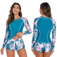 thumbnail image 1 of Traje de baño de manga larga, jersey de cuello redondo para playa, boxers divididos, traje de surf, traje de surf con protección solar para mujer, 1 of 5