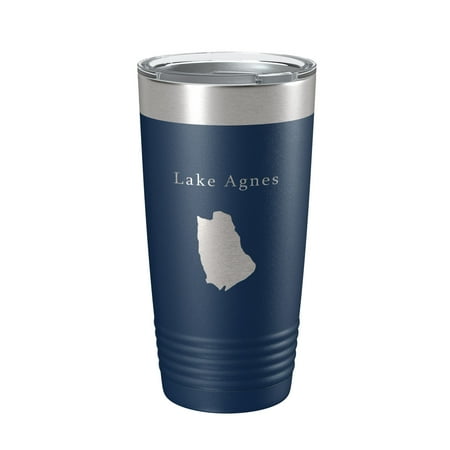 

Lake Agnes Map Tumbler Travel Mug Insulated Laser Engraved Coffee Cup Colorado 20 oz Navy Blue